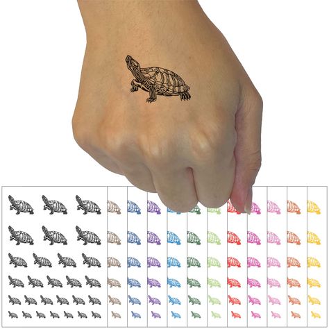 Red-Eared Slider Turtle Pet Reptile Temporary Tattoo Water Resistant Fake Body Art Set Collection - Dark Green (One Sheet) (As an Amazon Associate I earn from qualifying purchases) Red Eared Slider Turtle Tattoo, Red Eared Turtle, Red Ear Turtle, Turtle Pet, Red Eared Slider Turtle, Slider Turtle, Red Eared Slider, Tattoo Water, Pet Turtle