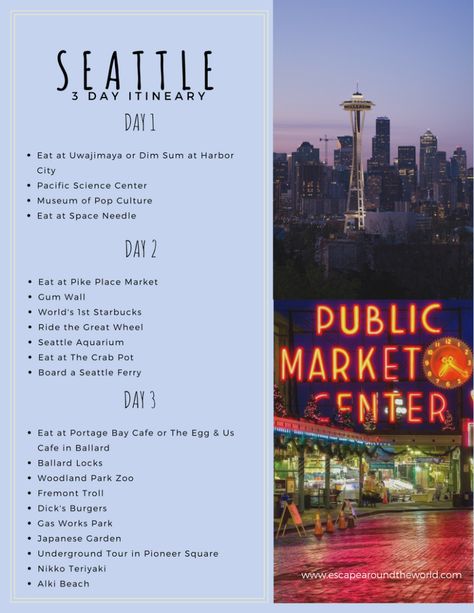 Seattle Itinerary, Seattle Travel Guide, Seattle Vacation, Washington State Travel, Visit Seattle, Seattle Travel, Washington Travel, The Oregon Trail, Samana