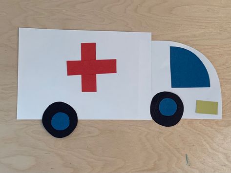 Emergency Crafts For Preschool, Ambulance Crafts For Preschool, Ambulance Craft Preschool, Community Helpers Nurse, Ambulance Craft, Community Helpers Art, Community Helpers Preschool Crafts, Community Heroes, Community Helpers Crafts