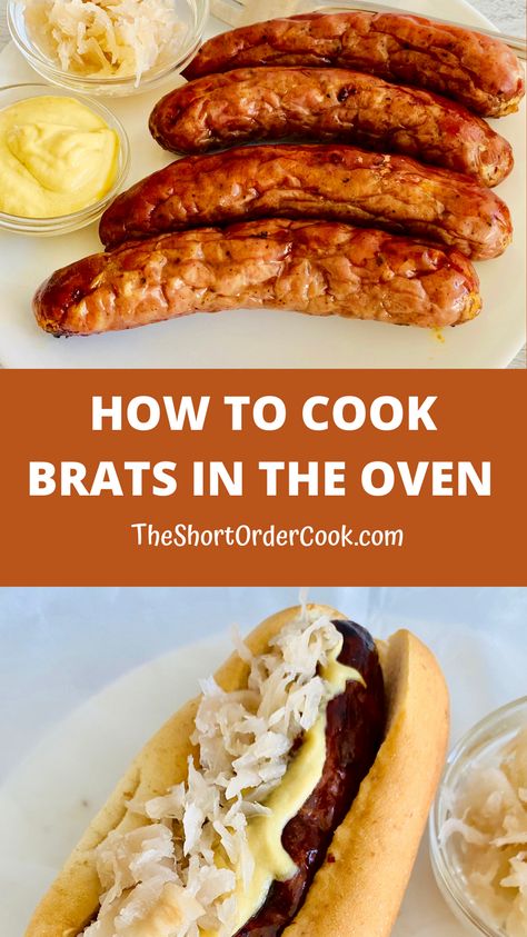 Bratwurst Sides, Boiling Brats, Bratwurst In The Oven, Brats In The Oven, Bratwurst Oven, Baked Bratwurst, How To Cook Bratwurst, How To Cook Brats, Grilled Brats