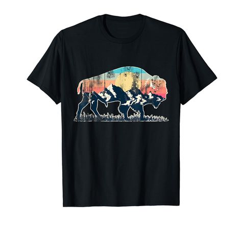 PRICES MAY VARY. If you have a favorite animal, then this cool Buffalo design is just for you. Gift idea for Christmas, birthday or any other present giving occasion. Get this present for the special animal lover, American Bison lover or Buffalo fan in your life! Lightweight, Classic fit, Double-needle sleeve and bottom hem American Bison, Sunset Landscape, Branded T Shirts, Buffalo, Animal Lover, Top Styles, Fashion Branding, T Shirt, Clothes