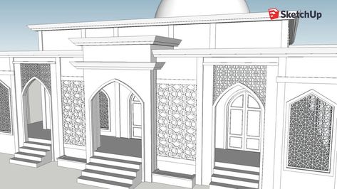 Islamic | 3D Warehouse Islamic Facade, Modern Islamic Architecture, Islamic Architecture House, 3dwarehouse Sketchup, Mosque Design Islamic Architecture, Classical Facade, Church Design Architecture, Church Building Design, Classic Facade