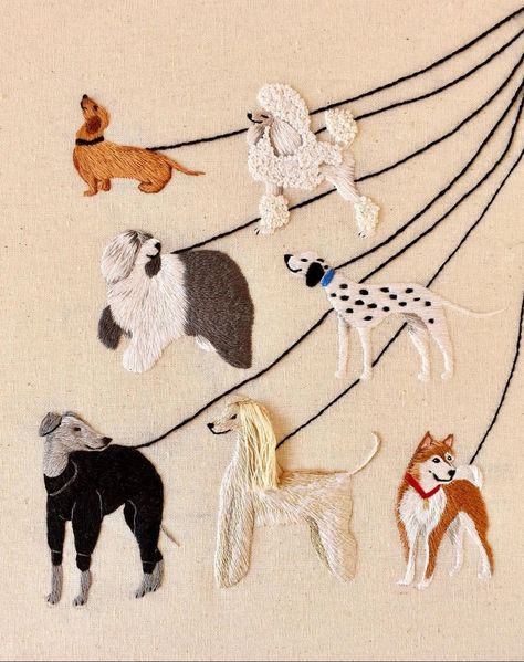 Dog Embroidery Designs, Hand Embroidery Projects, December 26, Embroidery On Clothes, Cute Embroidery, 자수 디자인, Hand Embroidery Art, Uncharted, Embroidery Inspiration