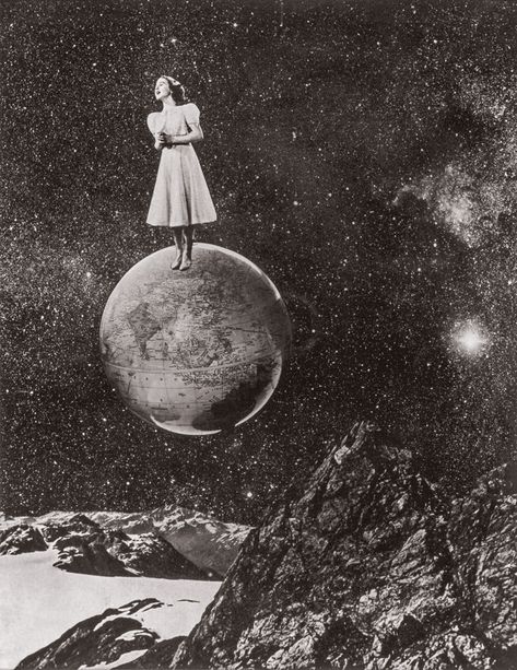 Grete Stern. Sin título. Los sueños de triunfo y dominación, 1949. Grete Stern, Moon Stars, Art Collage, To The Moon, Collage Art, In The Middle, Cosmos, Surrealism, The Sky