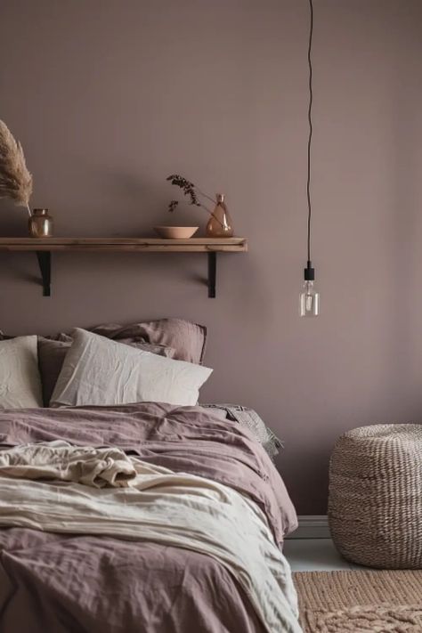 25 Fun Purple Boho Themed Bedrooms - Modern Bedroom Purple, Sophisticated Purple Bedroom, Pink And Mauve Bedroom, Mauve Aesthetic Bedroom, Dusty Lilac Bedroom, Deep Mauve Bedroom, Purple Mauve Bedroom, Elegant Purple Bedroom, Mauve Guest Bedroom