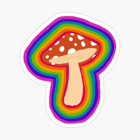 Trippy Stickers, Rainbow Outline, Trippy Rainbow, Rainbow Mushroom, Gorillas Art, Ig Photos, Bubble Stickers, Shrinky Dink, Cd Art