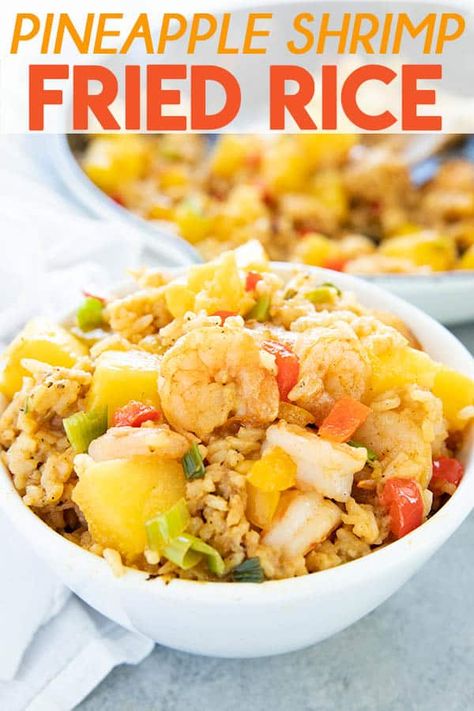 Pineapple Shrimp Fried Rice, Fried Rice With Shrimp, Birthday Dinner Recipes, Rice With Shrimp, Pineapple Shrimp, Pineapple Fried Rice, Shrimp Fried Rice, Fried Rice Recipe, Bell Peppers