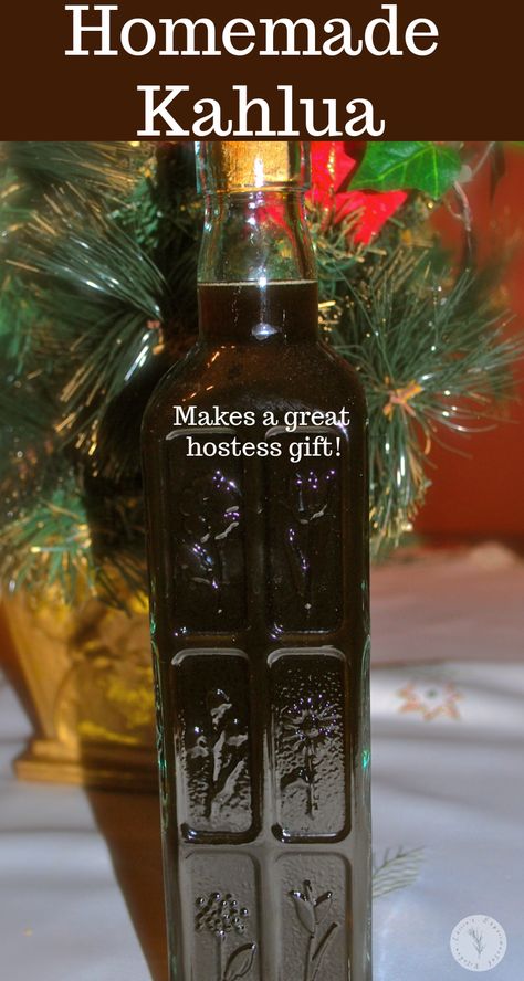 Need a last minute gift for the holidays? Try making some homemade Kahlua! All you need are five ingredients and a decorative bottle for a great hostess gift. #kahlua #alcohol #hostessgift #diy #homemade Homemade Kaluha Recipes Vodka, Homemade Booze Gifts, Homemade Kaluah Recipes Vodka, Homemade Kahlua Recipe With Everclear, Homemade Kahlua Recipe With Vodka, Kahlua Recipes Homemade, Home Made Kahlua Recipes, Homemade Liquor Recipes, Kahlua Homemade