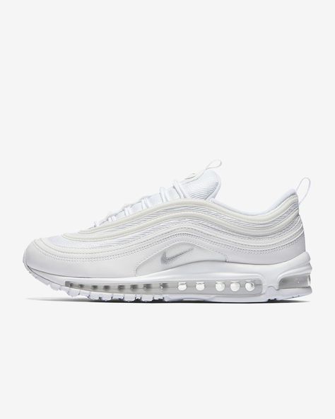 White Nike Air Max 97, Nike Air Max 97 White, Nike 97, Nike Air Max White, Nike Air Max Mens, Nike Looks, Air Max Day, Cheap Nike Air Max, Custom Nike Shoes