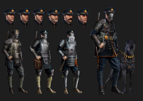 Steampunk Police, Fantasy Police, Police Design, Steampunk Armor, Call Of Cthulhu Rpg, Cyberpunk Armor, Steampunk Artwork, Game Studio, Character Artist