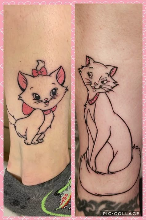 Duchess And Marie Tattoo, Aristocats Tattoo Mother Daughter, Aristocrats Tattoo, Matching Mom Daughter Tattoos, Shared Tattoos, Aristocats Tattoo, Mum And Daughter Tattoo, Butterfly Tattoos Images, Mom Daughter Tattoos