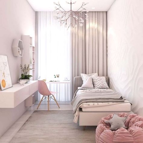 Amongst several styles of bedroom decoration, modern styles have drawn big attention. They typically come with sleek, simple, yet clean impression. Small Bedroom Remodel, Small Apartment Bedrooms, Stylish Bedroom Design, Small Bedroom Designs, Apartment Bedroom, Small Bedroom Decor, Girl Bedroom Designs, Small Room Design, Tiny Bedroom