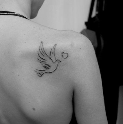 Dove Tattoo On Collar Bone, Pretty Dove Tattoo, Dove Back Tattoo Women, Hummingbird And Dove Tattoo, Dove Shoulder Tattoos For Women, Dove And Heart Tattoo, Dove Tattoo On Shoulder, Dove Tattoo Women, Two Doves Tattoo