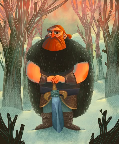 viking on Behance Medieval Illustration, Digital Art Character Design, Digital Art Character, Work Illustration, Naive Illustration, Books Illustration, Picture Books Illustration, Forest Illustration, Art Character Design