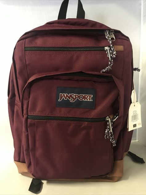 JanSport Cool Student Backpack, 2,100 Cubic" Fits 15" Laptop, Russet Red Ergonomic S-curve shoulder straps Fully padded back panel Side water bottle pocket Internal 15" laptop sleeve Cord pullers Two large main compartments Pleated front stash pocket Web haul handle Premium synthetic leather bottom and trims