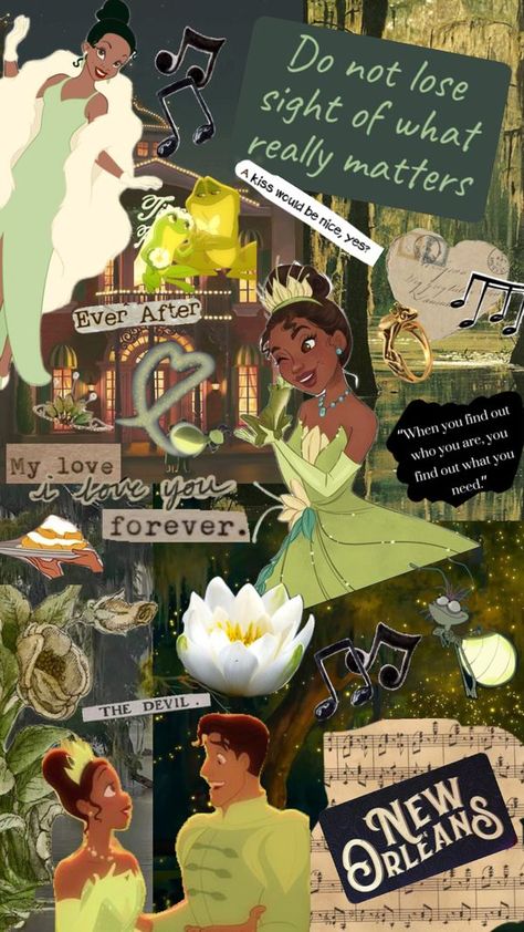 Check out Shuffles_Spam's Shuffles #tiana #princessandthefrog #green #princess #love #frogs #kiss #musical Princess And The Frog Collage, Frog Collage, Black Disney Princess, Princess Love, Tiana Disney, Tiana And Naveen, Princesa Tiana, Green Princess, Frog Wallpaper