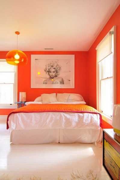 Modern Interior Design Ideas Celebrating Bright Orange Color Shades Orange Bedroom Decor, Orange Rooms, Orange Bedroom, Bedroom Orange, Orange Decor, Orange Walls, Bedroom Paint, Simple Bedroom, Beautiful Bedrooms