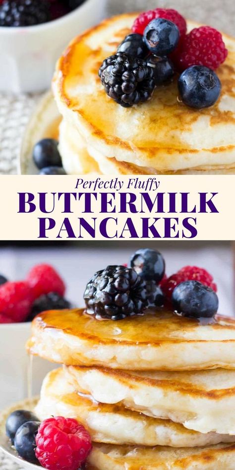 Super fluffy - these buttermilk pancakes are the perfect recipe for breakfast. Tender and soft with golden edges - they're thick and perfect for stacking #pancakes #buttermilk #recipe #breakfast #brunch from Just So Tasty Pancakes Buttermilk, Buttermilk Recipe, Classic Pancake Recipe, Fluffy Buttermilk Pancakes, Buttermilk Pancakes Fluffy, Pancake Toppings, Pancake Recipes, Perfect Pancakes, Recipe Breakfast