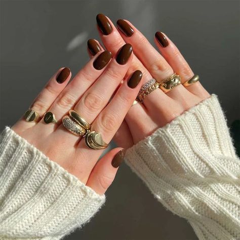 Nail Art Marron, Nail Colors For Fair Skin, Nail Colors For Pale Skin, Brown Nail Polish, Nail Polish Hacks, Simple Fall Nails, Solid Color Nails, November Nails, Nail Colors Winter