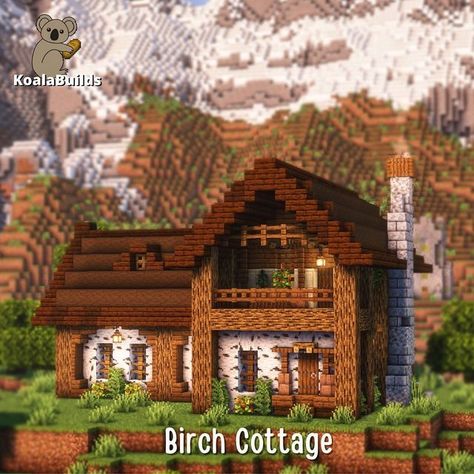 Cute Minecraft Birch Houses, Minecraft Burch Houses, Jungle Oak House Minecraft, Minecraft Houses Oak And Birch, Minecraft Builds For A Town, Simple Birch House Minecraft, Minecraft House Spruce Wood, Practical Minecraft House, Minecraft Houses Basic