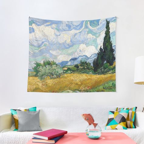 "Van Gogh Wheat Field With Cypresses " Tapestry by ind3finite | Redbubble Van Gogh Tapestry, Van Gogh Wheat Field, Wheat Field With Cypresses, World Map Tapestry, Van Gogh Landscapes, Scar Design, Mountain Tapestry, Wheat Field, Van Gogh Paintings