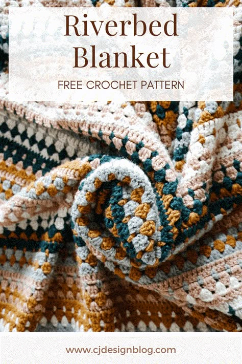 Beautiful Riverbed Blanket: A Free Crochet Pattern for Beginners Free Easy Crochet Blanket Patterns For Beginners, Quilting Projects Free Patterns, Riverbed Crochet Blanket, Fall Crochet Patterns Free Blanket, Crochet Afghan Ideas, Throw Blanket Crochet Pattern Free, Crochet Blanket Patterns Beginner, Crochet Along Blanket Patterns Free, Afagan Patterns Crochet