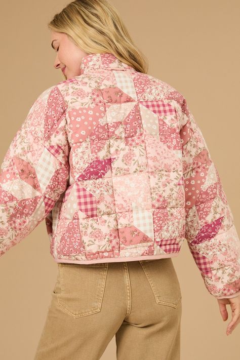 Hattie Patchwork Jacket in Dusty Pink | Altar'd State White Dress Boots, Pink Patch, White Dress Top, Pink Quilts, Patchwork Jacket, Quilt Jacket, Patch Work, Altard State, Quilted Coat