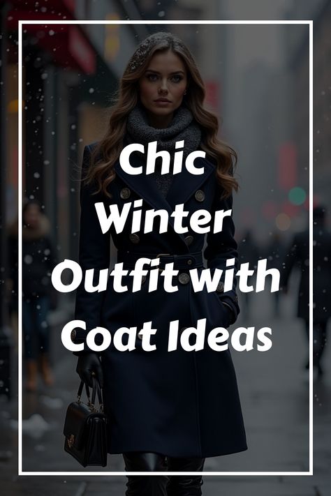 Chic Winter Outfit with Coat Ideas Winter Dress Coat Outfit, Winter Outfit With Black Boots, Winter Outfit Black Coat, Winter Wool Coats Women Outfit, Wool Coat Outfits For Women, Long Peacoat Outfit, Black Coat Outfit Winter Casual, Winter Outfits With Coats, Winter Outfit With Coat