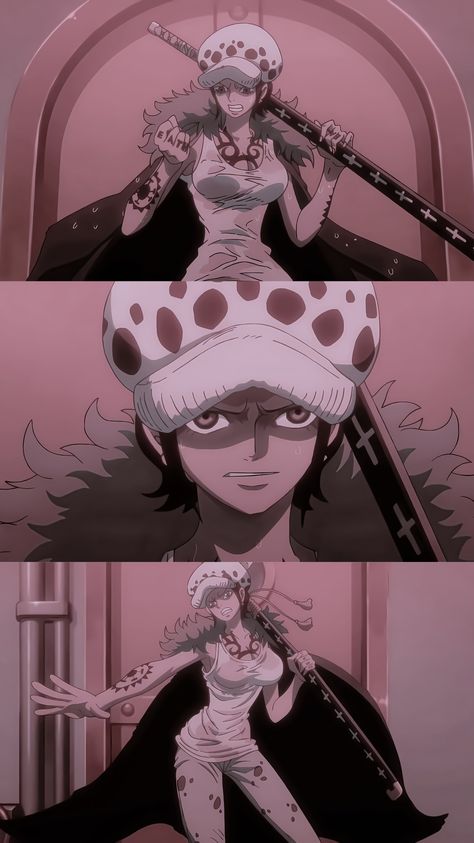 Trafalgar Law Doflamingo, Law And His Crew, The Heart Pirates One Piece, Vintage One Piece Wallpaper, Female Law Trafalgar, Genderbend Law, Law Cosplay Female, One Piece Women Anime, Fem Law One Piece