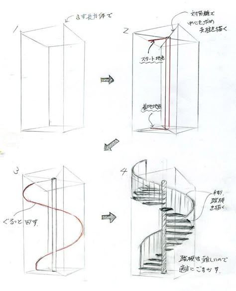 Discover templates, ebooks and more architecture resources. → Scrool down the page to see our free products! سلالم حلزونية, Croquis Architecture, Interior Design Sketchbook, Perspective Sketch, Architecture Drawing Sketchbooks, Perspective Drawing Architecture, Architecture Drawing Plan, Perspective Drawing Lessons, Spiral Staircases