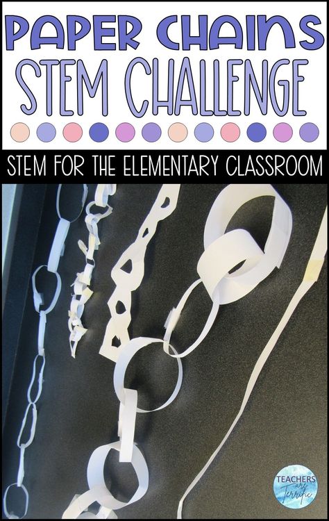 Paper Chains STEM Challenge- Using one piece of paper, create the longest possible chain. So much problem solving happens in this simple challenge! Perfect for team building. Longest Paper Chain Challenge, Class Team Building, Paper Chain Challenge Stem, Stem Icebreaker Activities, Stem Challenges Elementary Team Building, Upper Elementary Stem Activities, Paper Stem Challenge, Simple Stem Activities Elementary, Paper Chain Challenge