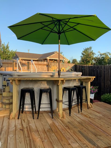 Above Ground Bar Ideas, Bars For Above Ground Pools, Outside Pool Bar Ideas, Pool Bar Above Ground, Above Ground Pool Bars, Above Ground Pool Bar Ideas Backyards, Above Ground Pool Bar Plans, Bar Next To Above Ground Pool, Bar Pool Ideas