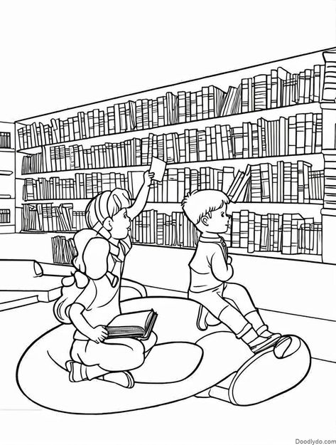 Library Coloring Pages Check more at https://doodlydo.com/library-coloring-pages/ Library Coloring Pages, Coloring Pages, Drawings, Quick Saves, Color, Colouring Pages