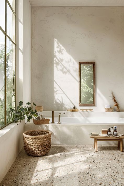 Coastal Mid Century Modern Bathroom, Mid Century Inspired Bathroom, Midcentury Bathroom Design, 2024 Bathroom Trends, Farmhouse Modern Bathroom, Mid Century Modern Bathroom Design, Bathroom Aesthetic Ideas, Japandi Bathrooms, Bathroom Mid Century Modern