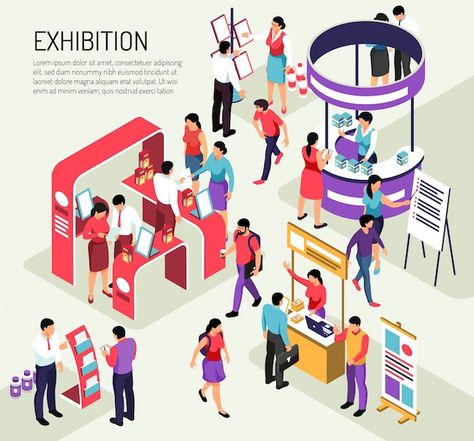 Isometric expo exhibition composition w... | Free Vector #Freepik #freevector #expo #exhibition-stall #exhibition-booth #trade-show Promotional Stands, Graphic Design Portfolio Examples, Expo Stand, Exhibition Stall, Kawaii Panda, Brochure Design Inspiration, Ground Zero, Isometric Design, Exhibition Display