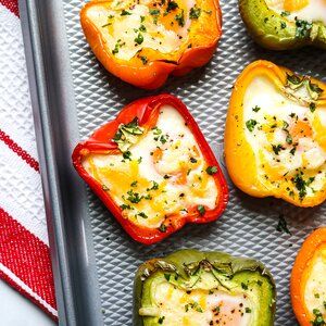 3-Ingredient Bell Pepper & Cheese Egg Cups Recipe | EatingWell Gut Diet, Mediterranean Diet Breakfast, Cheese Stuffed Peppers, Diet Breakfast Recipes, Diet Breakfast, Party Platters, Breakfast Meal Prep, Vegetarian Breakfast, Mediterranean Diet Recipes