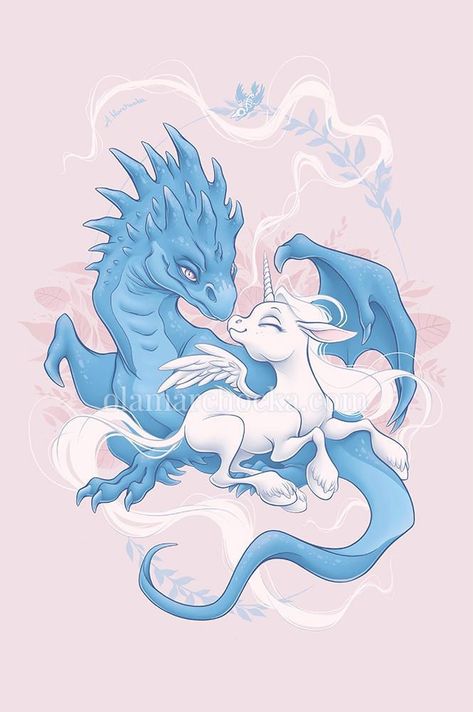 Dragon And Unicorn, Unicorn Dragon, Dragon Tattoo Ideas, Cute Dragon Drawing, Unicorn Tattoos, Dragon Sketch, Unicorn Art, Dragon Pictures, Dragon Artwork