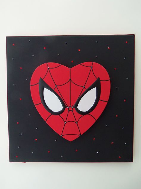 Custom DIY Spider-man art Things To Draw On A Black Canvas, Cute Spiderman Painting, Spider Man Painting Ideas, Paint Spiderman, Easy Canvas Drawings, Cute Easy Spiderman Paintings, Spider Man Art Drawing, Spider Man Painting Easy, Spider Man Painting Ideas On Canvas