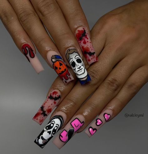 Halloween Fest, Long Press On Nails, Halloween Press On Nails, Anime Nails, Nail Art Salon, Nagel Tips, Nail Type, Halloween Nail, Acrylic Nail Art