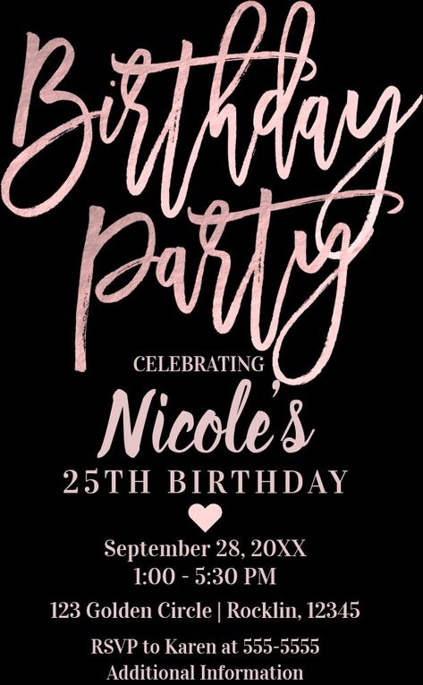 Birthday Party Pink Rose Gold Foil & Black Modern Invitation Black And Pink Invitation, 13 Shades Of Pink Party Invitations, Black And Pink Invitation Template, Pink Birthday Invitations Zazzle, 18th Birthday Party Invitations Black And Pink, Black And Gold 40th Birthday Invitations, Birthday Party Pink, Modern Birthday, 25th Birthday