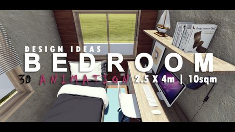 SMALL BEDROOM DESIGN IDEAS | 2.5 X 4m | 10sqm | 3D Animation Small Bedroom Design Ideas, Small Bedroom Ideas, Small Bedroom Designs, Bedroom Design Ideas, 3d Video, Bag Ideas, Design Museum, Room Decor Bedroom, Small Bedroom