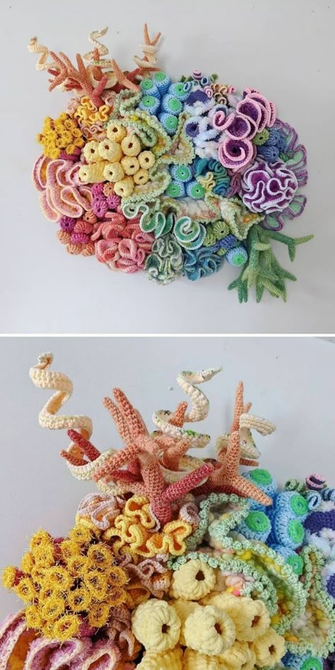 Crochet Coral, Crochet Freeform, Free Form Crochet, Crochet Plant, Form Crochet, Aesthetic Crochet, Freeform Crochet, Fun Crochet Projects, 자수 디자인