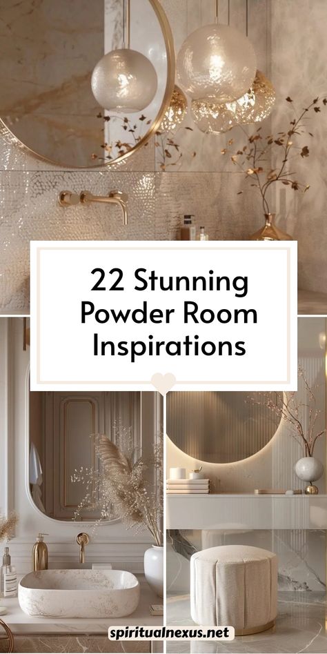 Make a bold impression with these 22 stunning powder room ideas. From luxe wallpaper to designer sinks, discover how to elevate your small space into something extraordinary. #PowderRoomGoals #HomeLuxury #BathroomDecor Toilet Room Ideas Wallpaper, Neutral Wallpaper Powder Room, Small Powder Bathroom Wallpaper, Small Powder Room Vanities, Dramatic Small Powder Room, Blush Powder Room, Wallpaper For Small Powder Room, Powder Room Ceiling Ideas, Water Closet Wallpaper Ideas