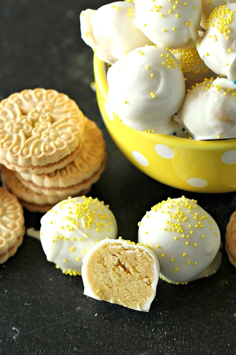 No Bake Lemon Cookie Truffles Recipe No Bake Truffles, Cookie Truffles, No Bake Lemon, Lemon Truffles, Truffle Cookies, Lemon Cookie, Dessert Truffles, Truffles Recipe, Six Sisters Stuff