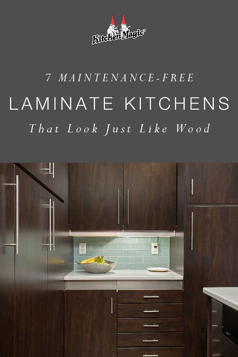 How do you feel about laminate cabinets? Do you think they are cheap, and they won’t last? Well, we think that a few bad apples have given the full bushel of laminate cabinets a bad rap. Find out why in our latest blog post! #laminatecabinets #kitchenremodel #kitchendesignideas #kitchencabinets #laminate #cabinets #kitchenremodel #kitchens Laminate For Kitchen Cabinets, Melamine Cabinets Kitchen, Laminate Cabinets Kitchen, Laminated Kitchen Cabinets, Kitchen Laminates Design, Laminated Cabinets, Cabinet Laminate, Formica Cabinets, Distressed Kitchen Cabinets