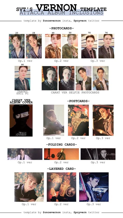 Attacca Photocards Template, Vernon Pc Template, Vernon Attacca Photocard, Vernon Photocard Template, Seventeen Template, Postcard Album, Seventeen Vernon, Photocard Template, Kpop Collection