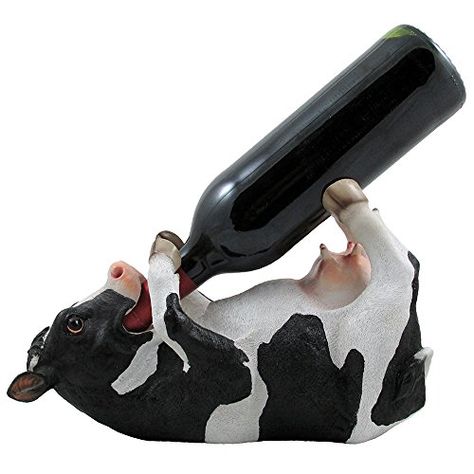 Drinking Cow Wine Bottle Holder Statue in Country Farm Kitchen Bar Decor Wine Stands  Racks and Decorative Animal Sculpture Gifts for Farmers ** To view further for this item, visit the image link. Country Farm Kitchen, Cow Kitchen Decor, Kitchen Bar Decor, Cow Kitchen, Holstein Cow, Wine Stand, Holstein Cows, Tuscan Design, Cow Decor