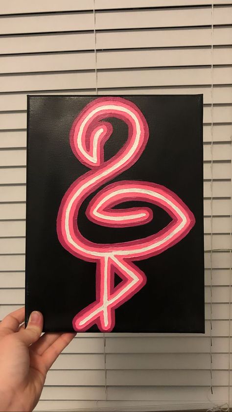 Flamingo Neon Sign Acrylic Painting | Pink canvas art, Canvas painting designs, Mini canvas art Neon Letter Painting, Neon Lights Painting, Neon Drawing Ideas, How To Paint Neon Effect, Neon Sign Painting Canvas Diy, Neon Art Painting Easy, Neon Art Drawings, Sign Painting Ideas, Neon Canvas Painting Ideas