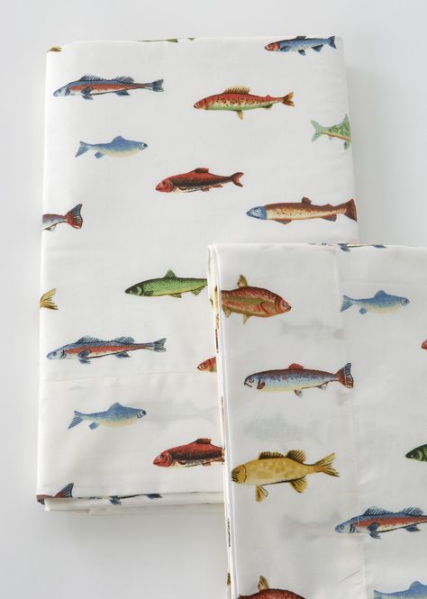 Tommys Fish 280 Thread Count Sheet Set👁✖️More Pins Like This One At FOSTERGINGER @ Pinterest✖️ Boys Fishing Room, Fishing Themed Bedroom, Boys Fishing Bedroom, Fishing Bedroom, Lake Cabin Decor, Fishing Nursery, Fishing Room, Boy Fishing, Fishing Decor