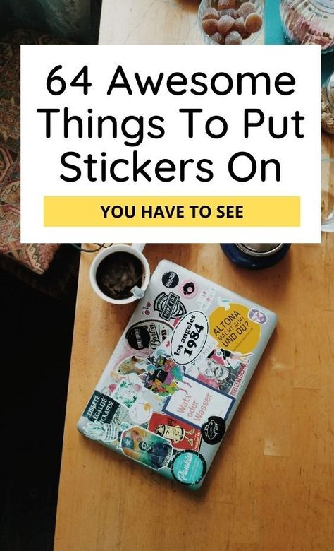 stickers Things To Cover In Stickers, Stickers On Objects, Stuff To Put Stickers On, Travel Sticker Collection Display Ideas, Stickers Use Ideas, How To Display Travel Stickers, Sticker Covered Things, Stickers On Water Bottle Aesthetic, Cool Places To Put Stickers